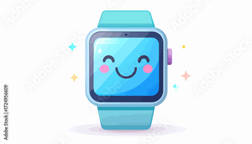  Cute smartwatch character with friendly smiling screen