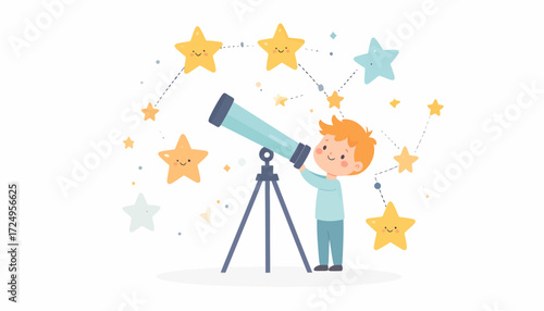  Cute constellation map with friendly star characters 