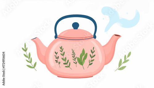 Cute steaming teapot 