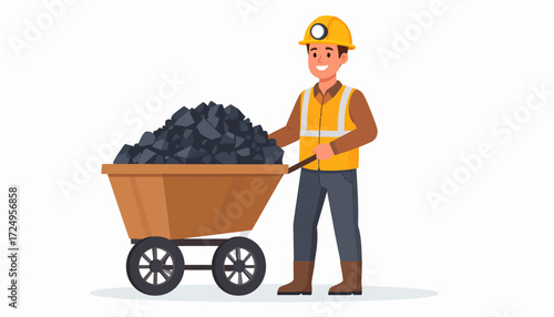 Happy coal miner character