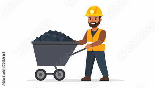Happy coal miner character