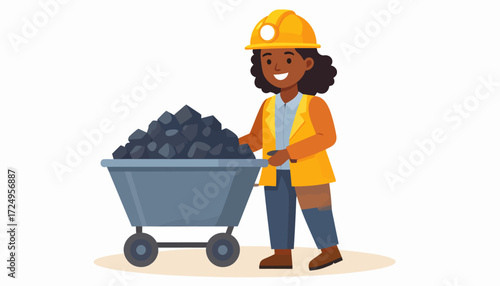 Happy coal miner character