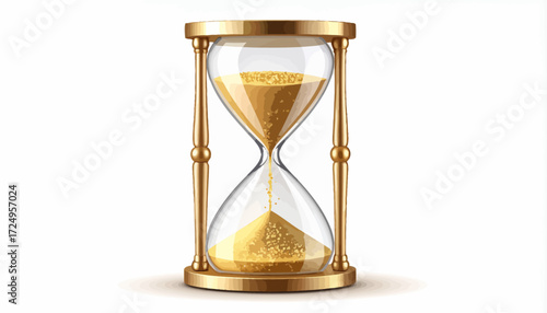 Minimalist hourglass with flowing golden sand