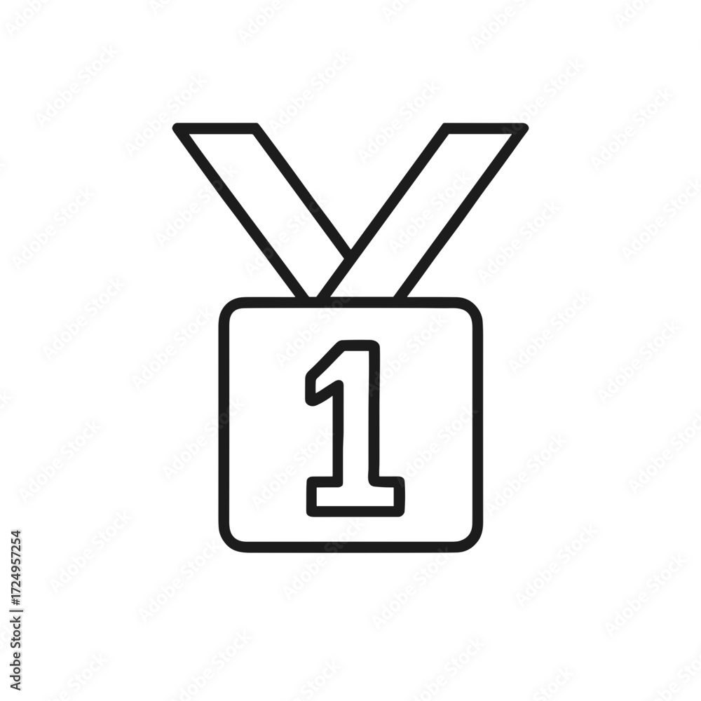 Fototapeta premium First place medal icon in minimalist style, black and white, achievement concept
