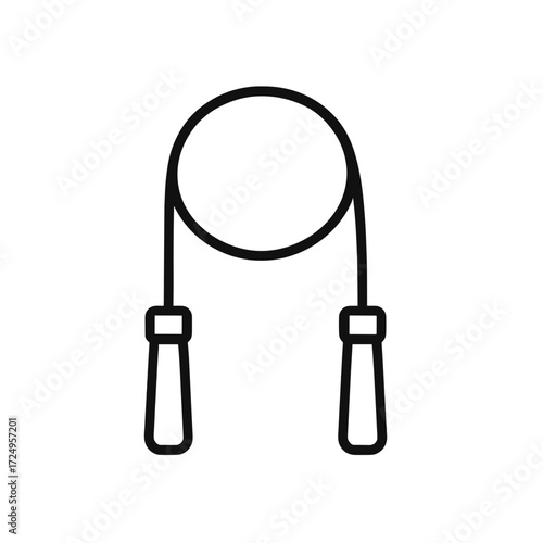 Jump rope icon in minimalist style, black and white, cardio workout concept
