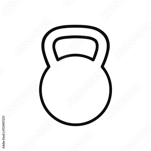 Kettlebell icon in minimalist style, black and white, workout concept