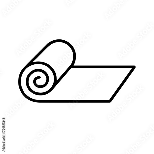 Yoga mat icon in minimalist style, black and white, fitness concept