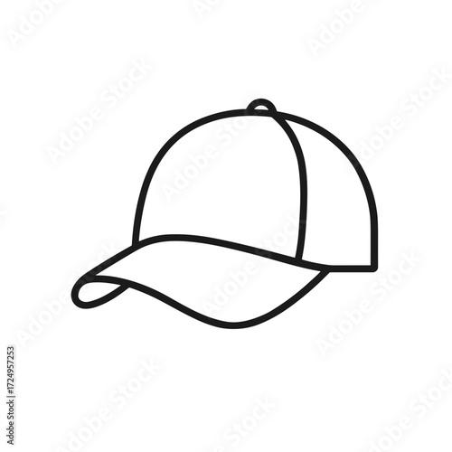 Sports cap icon in minimalist style, black and white, activewear concept