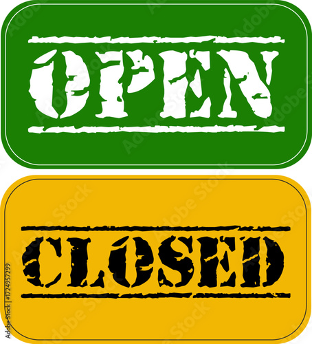 Old-style open and closed signs design for templates.