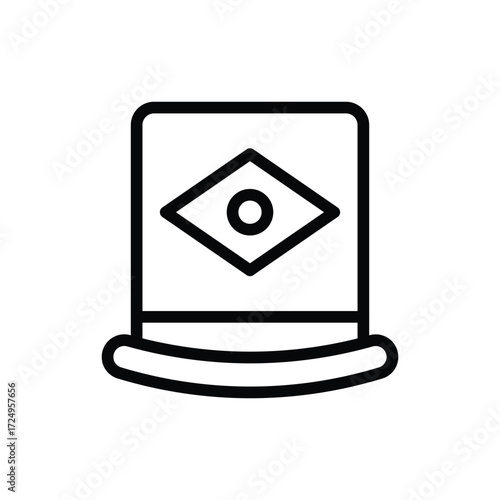 A lineart style top hat with a diamond shape and a circle in the center
