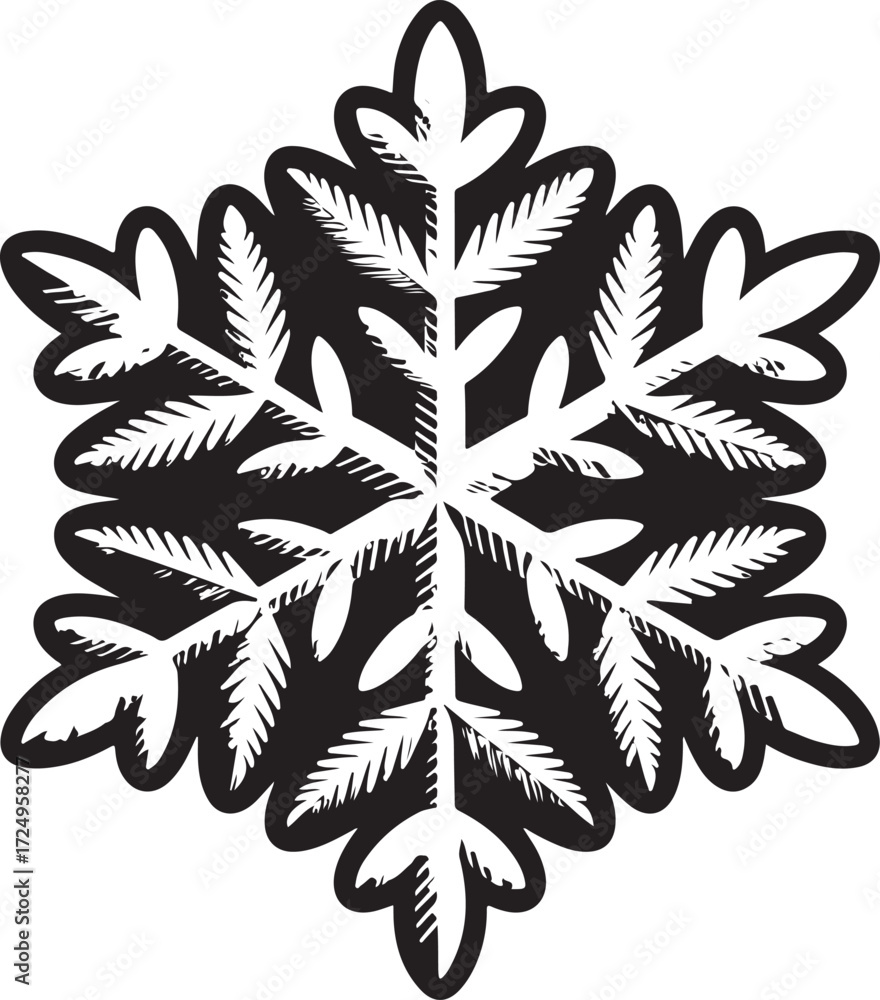 Naklejka premium Christmas snowflake silhouette vector