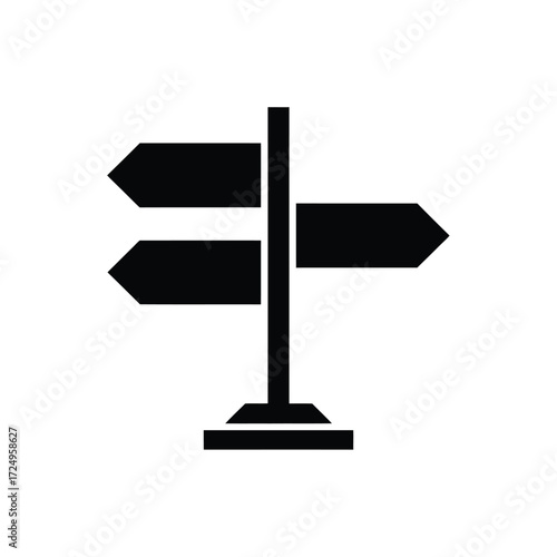 Black silhouette of a directional signpost with multiple arrows