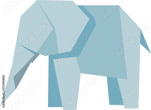 Charming origami elephant makes a delightful design element for children's products or educational resources with a modern, playful aesthetic.Origami concept for kids