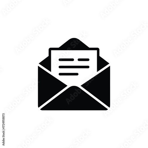 Open envelope with document inside icon