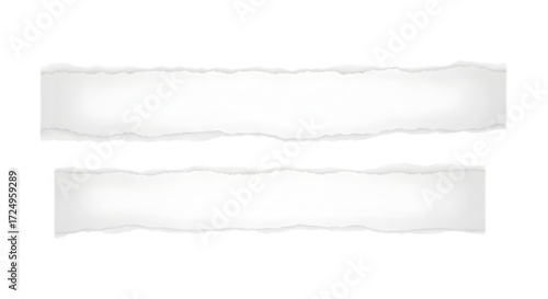 ripped torn white paper strips on black background