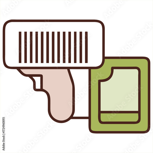 Barcode scanner reading a product tag for inventory or retail purposes