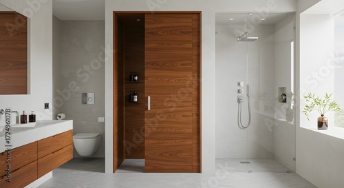 Modern bathroom sliding door