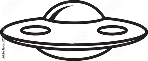 Retro flying saucer silhouette icon symbol sci fi space alien spaceship travel