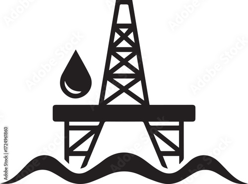 Offshore oil rig silhouette symbol representing energy exploration and natural resource extraction