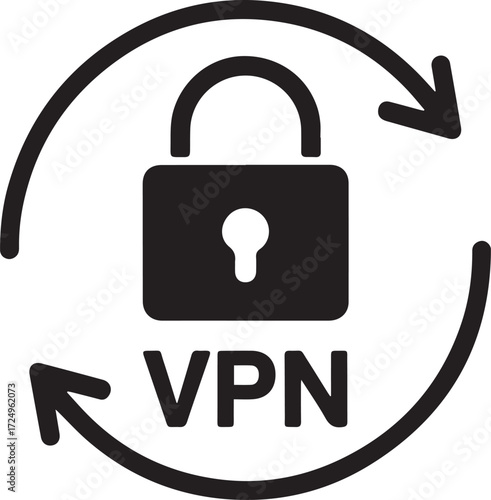 Secure vpn connection icon symbol with arrows for digital privacy and online security protection