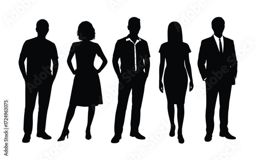 Diverse group of business professionals in silhouette standing together