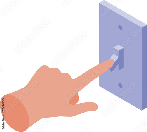 Finger activating a light switch, symbolizing energy control and resource management