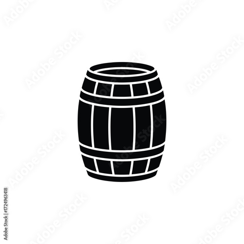 Simple black silhouette of a wooden barrel