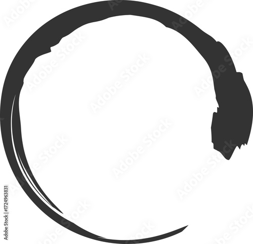 원형-원 프레임-브러쉬-붓터치-수묵화-먹물