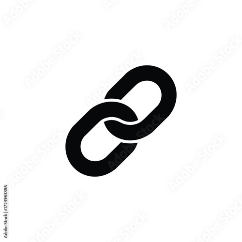 Simple black icon of two interlocking chain links