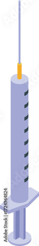 Isometric syringe injecting liquid medicine for healthcare treatment