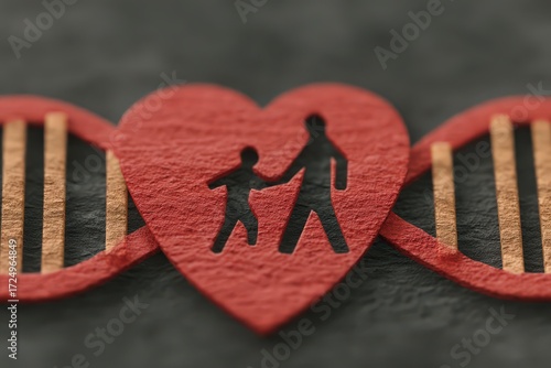 Unique representation of family love intertwined with genetic symbolism illustrating the profound bond between parent and child captured through artistic interpretation and emotional resonance
