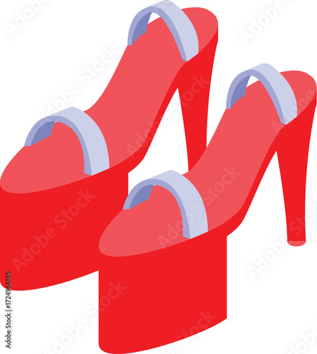 Elegant and fashionable red platform high heels with ankle straps, perfect for a night out