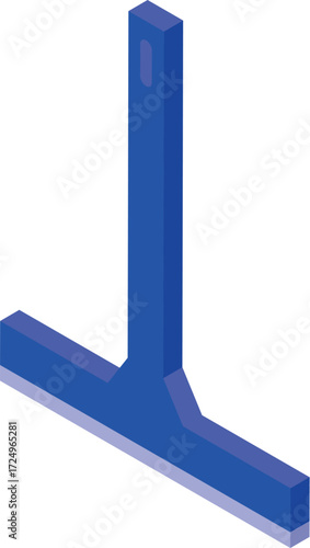 Isometric view of a blue window cleaning squeegee featuring an ergonomic handle for comfortable grip