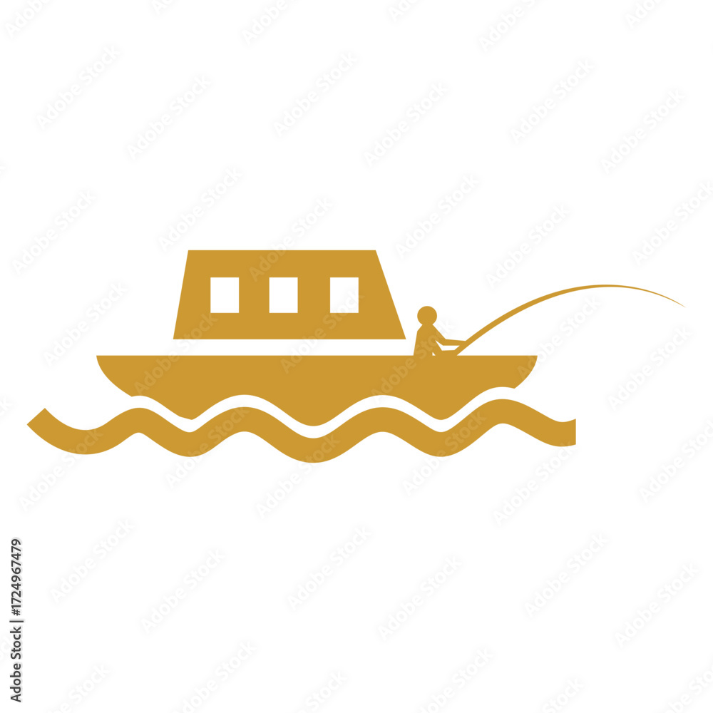 Obraz premium Icon Fishing boat gold_1
