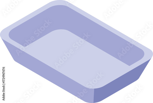 Light purple rectangular plastic food tray presented in isometric view, ideal for food packaging, supermarket, and retail related designs