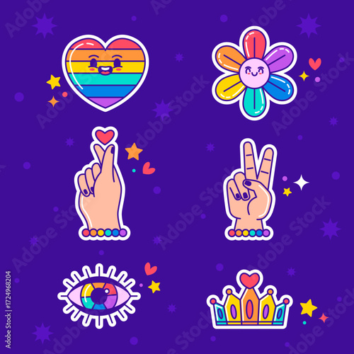 Flat elements collection for pride month celebration