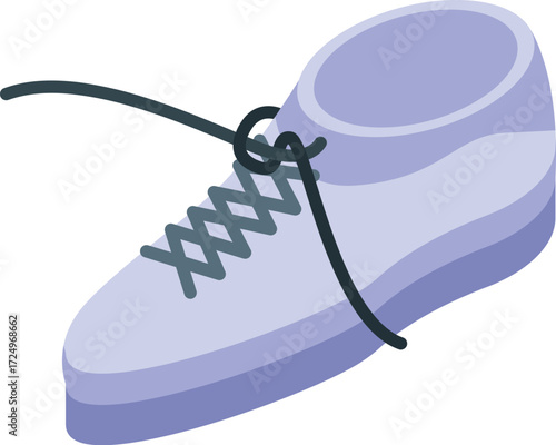 Light casual shoe with tied laces, shown in isometric projection