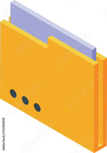 Isometric folder icon represents efficient data and file management in modern digital systems