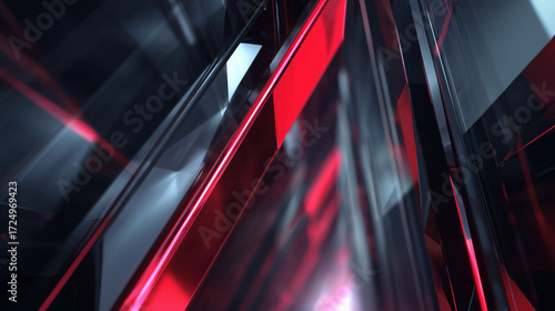 近未来的な赤黒ガラス抽象