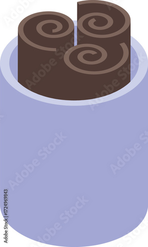 Aromatic cinnamon sticks resting in a purple container, embodying the warmth and richness of this popular spice