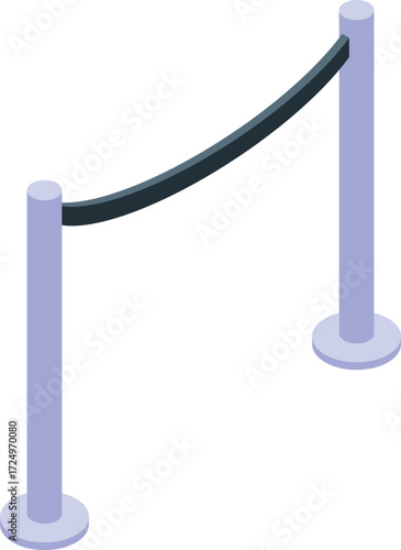 Black barrier rope separating access in a museum exhibition, creating a safe path for visitors