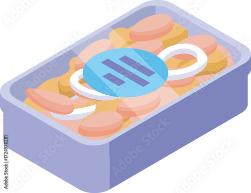 Conveniently packed sliced sausage and onions, ready for purchase and consumption