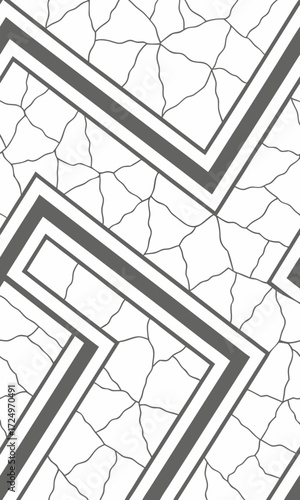 Geometric Gray Lines on Cracked Stone Pattern Seamless Abstract Design
