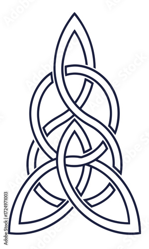 Symmetrical Triquetra Knot Interwoven Celtic Symbol with Continuous Line