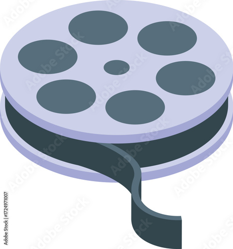 Cinema film reel unwinding, representing filmmaking, editing, and the art of storytelling
