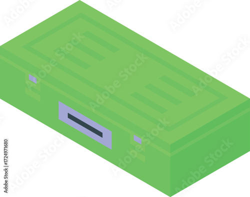 Isometric toolbox in vibrant green symbolizing construction, repair, and handyman tools