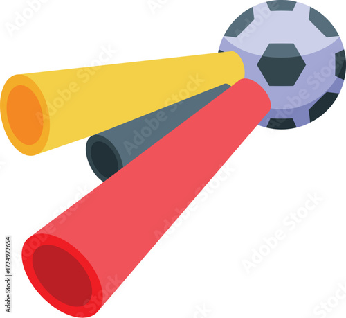 Plastic trumpets making noise celebrating a soccer goal, supporting favorite football team