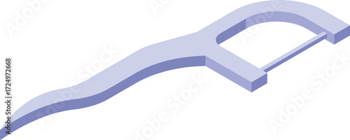 Isometric view of a dental floss pick, essential tool for maintaining oral hygiene and removing plaque between teeth