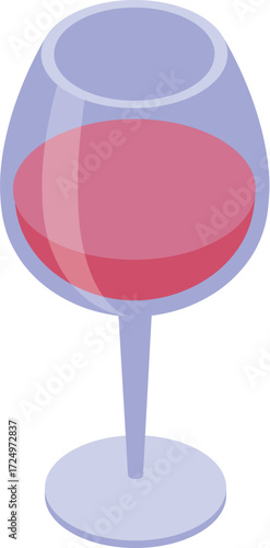 Isometric glass containing red wine, representing celebration, winery, and alcoholic beverage concept
