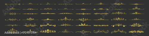 Vintage decorative divider lines set. Elegant ornamental borders and flourish design elements for wedding invitations, banners and retro frames